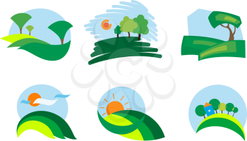 Royalty Free Clipart Image of a Set of Nature Symbols