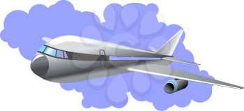Royalty Free Clipart Image of an Airplane in Flight