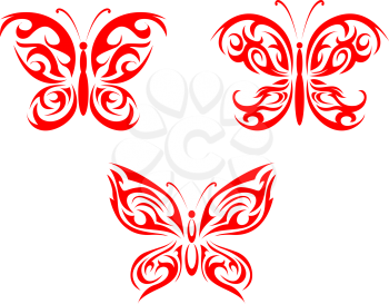 Royalty Free Clipart Image of a Set of Butterfly Tattos