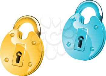 Royalty Free Clipart Image of Two Padlocks