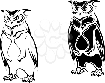Royalty Free Clipart Image of Two Owls