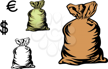 Royalty Free Clipart Image of Three Money Bags