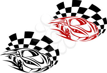 Racing cars and symbols for sports or tattoo design