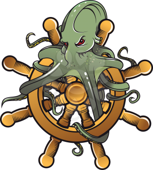 Danger octopus on steering wheel for tattoo design