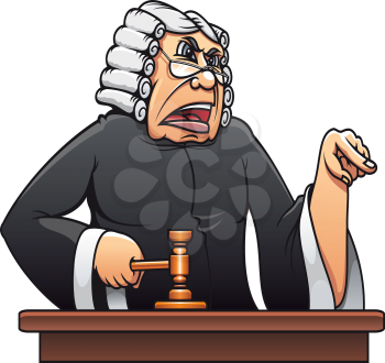 Judge with gavel for law concept design in cartoon style