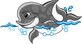 Beautiful baby dolphin in water for nature or children book design