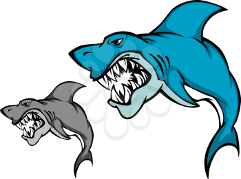 Danger shark with sharp tooth for mascot design in cartoon style