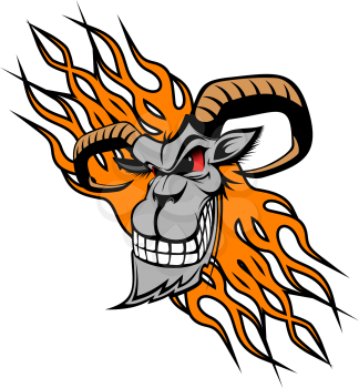 Wild goat with flames as a tattoo or mascot