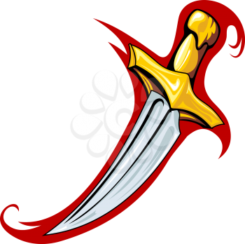 Medieval dagger in cartoon style for tattoo design