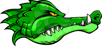Green alligator crocodile head for tattoo or mascot design