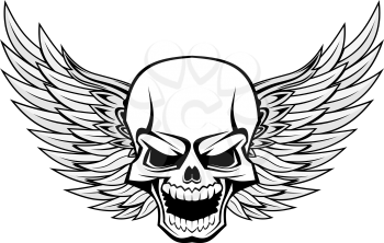 Danger smiling skull with wings for tattoo design
