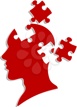 People head with puzzles elements for psychology or medical concept design