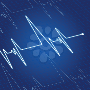 Heart pulse on blue screen for medicine and cardiology design
