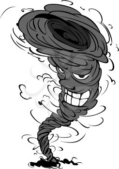 Smiling tornado in cartoon style for weather design