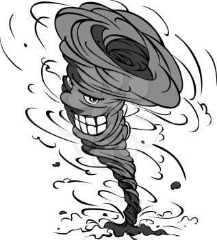 Smiling danger hurricane vortex in cartoon style