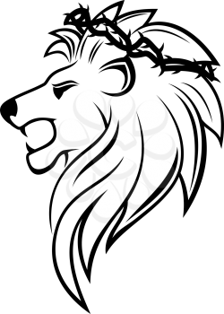 Heraldic lion with thorny wreath for heraldry design