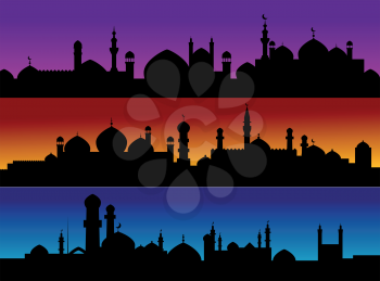 Mosque cityscapes on evening sky for design