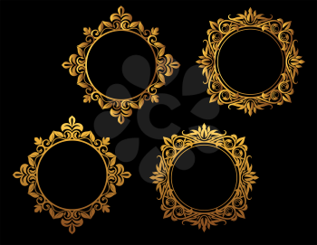 Set of vintage golden frames for heraldry design