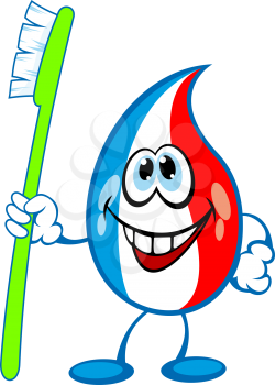 Toothpaste drop with dental brush in cartoon style hor hygiene concept