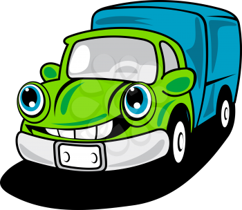 Cartoon delivery truck with smile for transportation service design