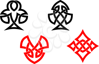 Poker card symbols in ornamental celtic style