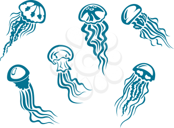 Danger jellyfishes set for underwater and sealife design