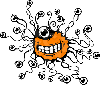 Cartoon monster with many eyes for halloween concept design