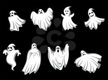 Set of ghosts for halloween holiday design isolated on background