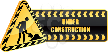 Under construction icon and warning sign in glossy style