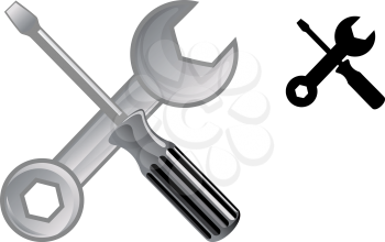 Wrench and screwdriver - repair icon for web design