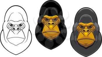 Danger gorilla monkey mascot in cartoon style isolated on white background