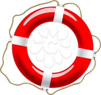 Life buoy with ropes for help and safety concept design