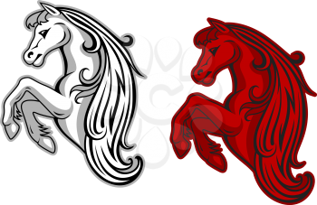 Wild mustang in white and red color for mascot design