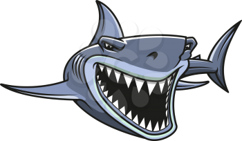Angry danger shark in cartoon style for mascot design