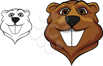 Beaver head in cartoon style for sport team mascot design