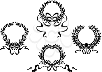 Royal laurel wreaths  with ribbons for heraldry design