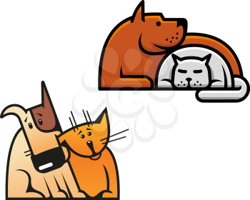 Friendship of dog and cat for concept of pets design
