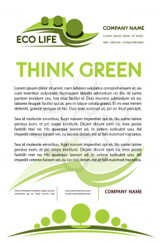 Think green concept. Nature protection and tree planting poster template for environment ecology company. Vector parks or gardens and horticulture landscaping design service