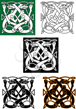 Abstract celtic pattern with animal and ornament elements