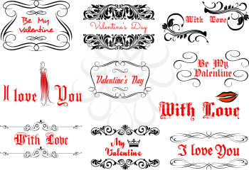 Love and Valentine's day headlines for design and ornate