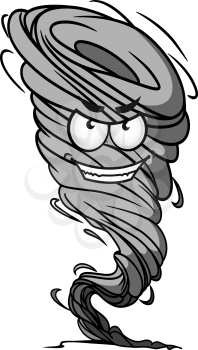Tornado mascot with agressive face in cartoon style