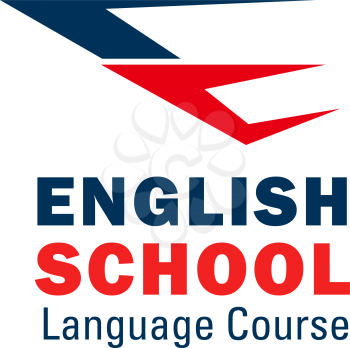 Letter E icon for English language school or foreign languages study university. Vector British flag color symbol of letter E for premium education courses and international college design