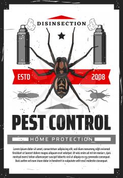 Pest control disensection and protection, sprayers and insects. Vector fumigation , extermination of cockroach, mosquitoes, termites. Spraying container with toxic insecticide spray