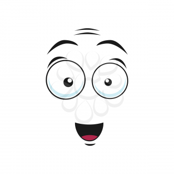Shocked, scared or surprised smiley, afraid or terrified emoji isolated icon. Vector worried, unsure or amazed emoticon with open mouth and big eyes. Emoticon looking astonished or amazed