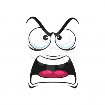 Shouting smiley with wide open mouth isolated screaming character. Vector frightened character, horror face expression, crazy screaming emoticon. Angry emoji face, shocked emoticon in bad mood