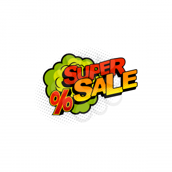 Super sale halftone cloud burst explosion isolated icon. Vector total clearance sale, promo price in shop or market, half tone comic sale label sticker tag. Boom bang cloud, discount percent off sign