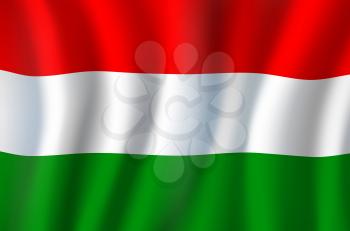 Hungary flag, 3D realistic wavy banner. Vector Europe country national flag of European Union and Schengen, Hungary Independence Day symbol of red, white and green stripes background