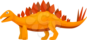 Stegosaurus isolated cartoon triceraptor graze. Vector orange spinosaurus prehistoric predator animal