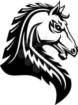 Heraldic horse vector icon. Royal heraldry horse symbol of gothic medieval Pegasus stallion