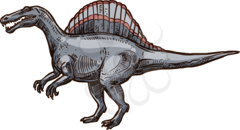 Ankylosauria isolated cartoon armour dinosaur sketch. Vector spinosaurus prehistoric extinct animal